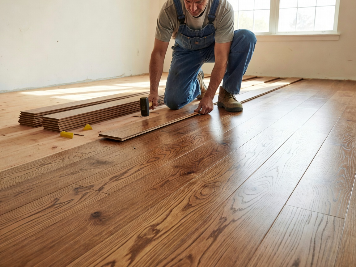 Installing hardwood flooring planks