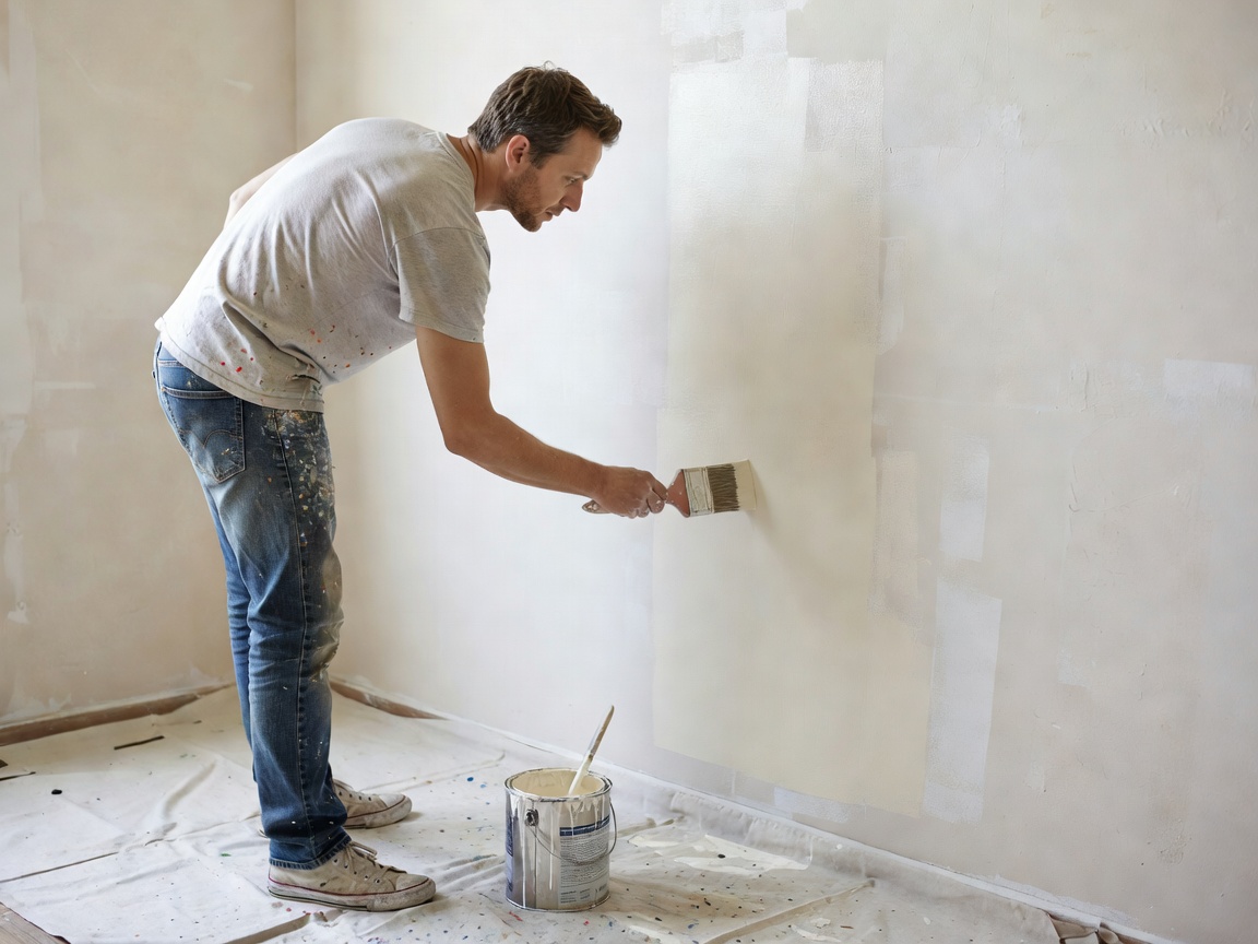 Rolling paint on a large wall